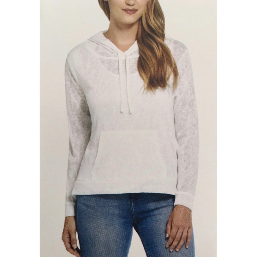 Weatherproof Vintage Womens White Sheer Slub Knit Hoodie XXL Sheer Coverup